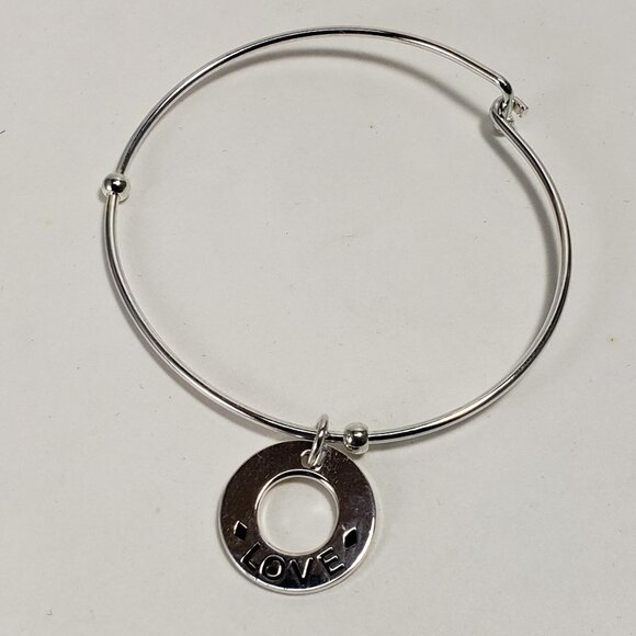 Vantel Pearls Silver-Plated Love Charm Bangle Bracelet – 7.5", Women’s Jewelry - Picture 6 of 8